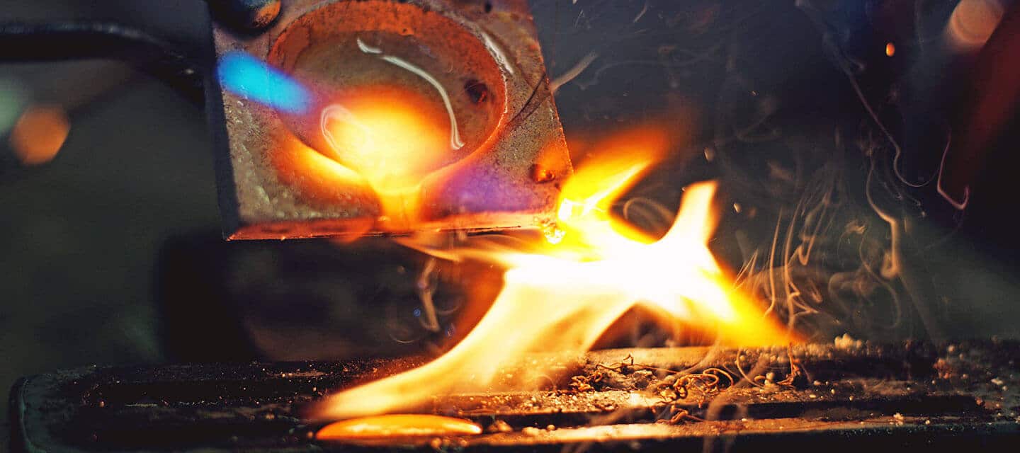 Horse hair being melted into an engagement ring