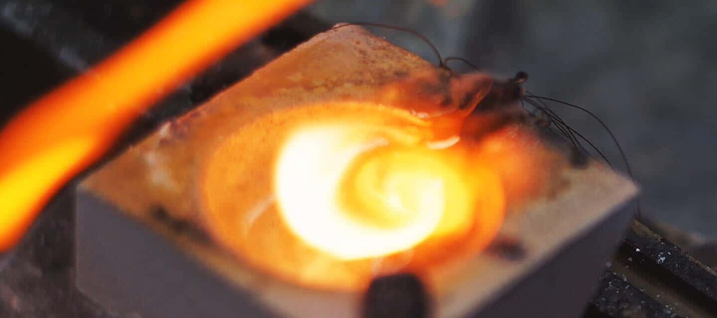 Molten metal displayed in a swirl formation