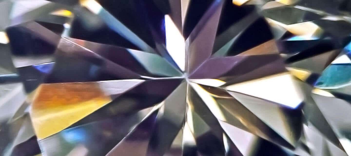 Closeup of multicoloured diamond facets