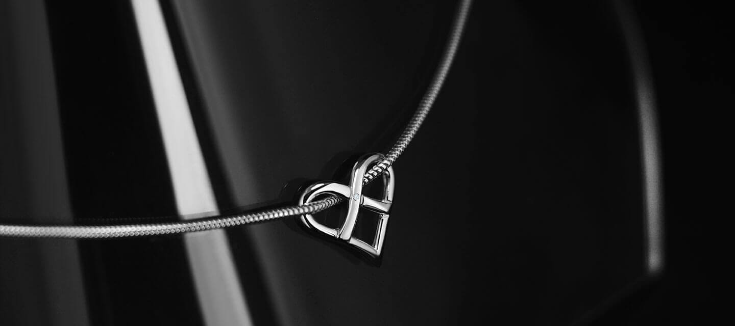 heart diamond pendant on black background