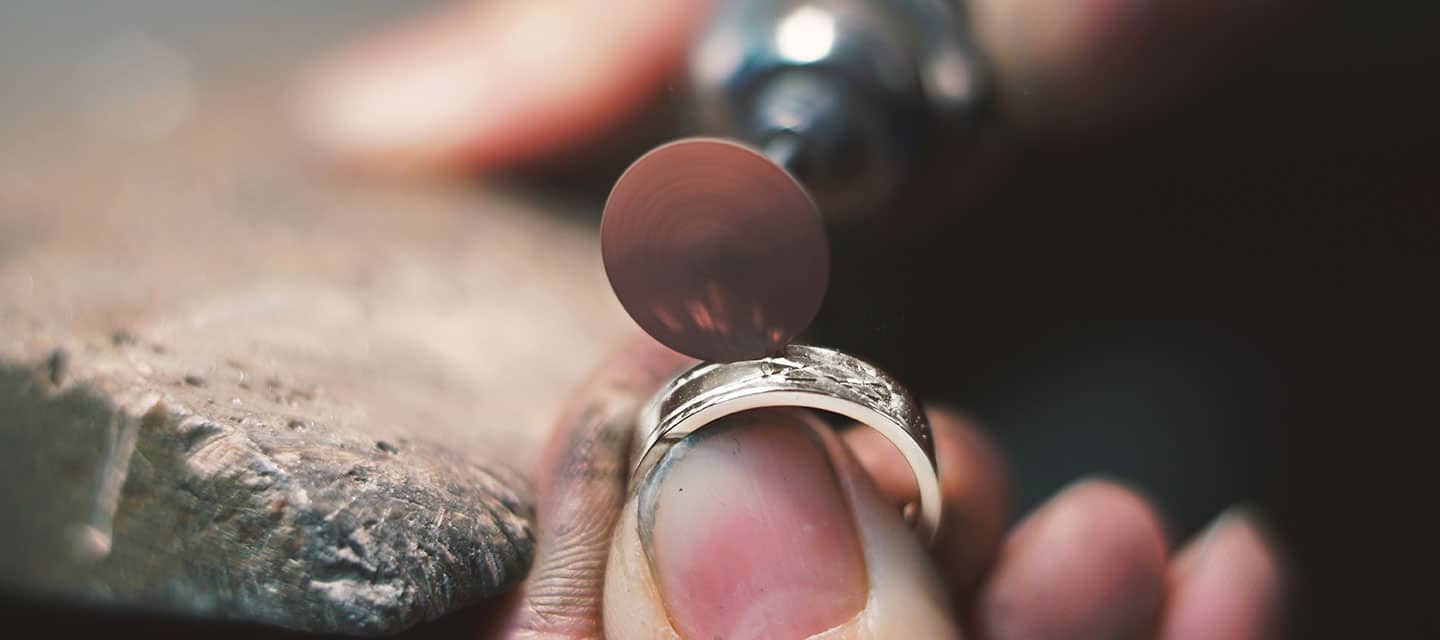 Ring being polished in workshop