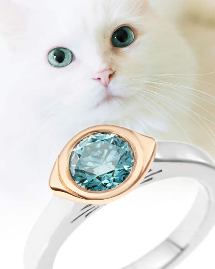 teal cats eye animal inspired engagement ring