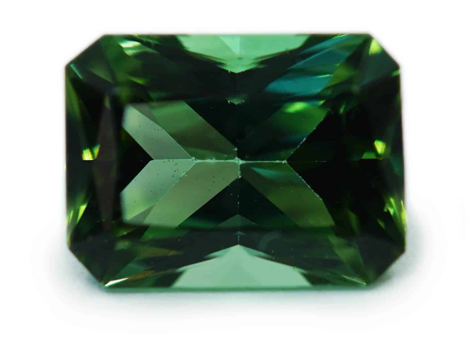 dark green emerald cut tourmaline