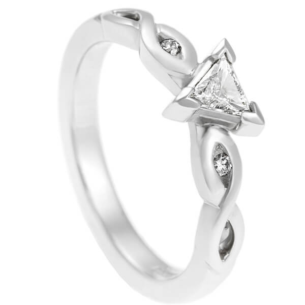 trilliant cut diamond ring with DNA shaped band