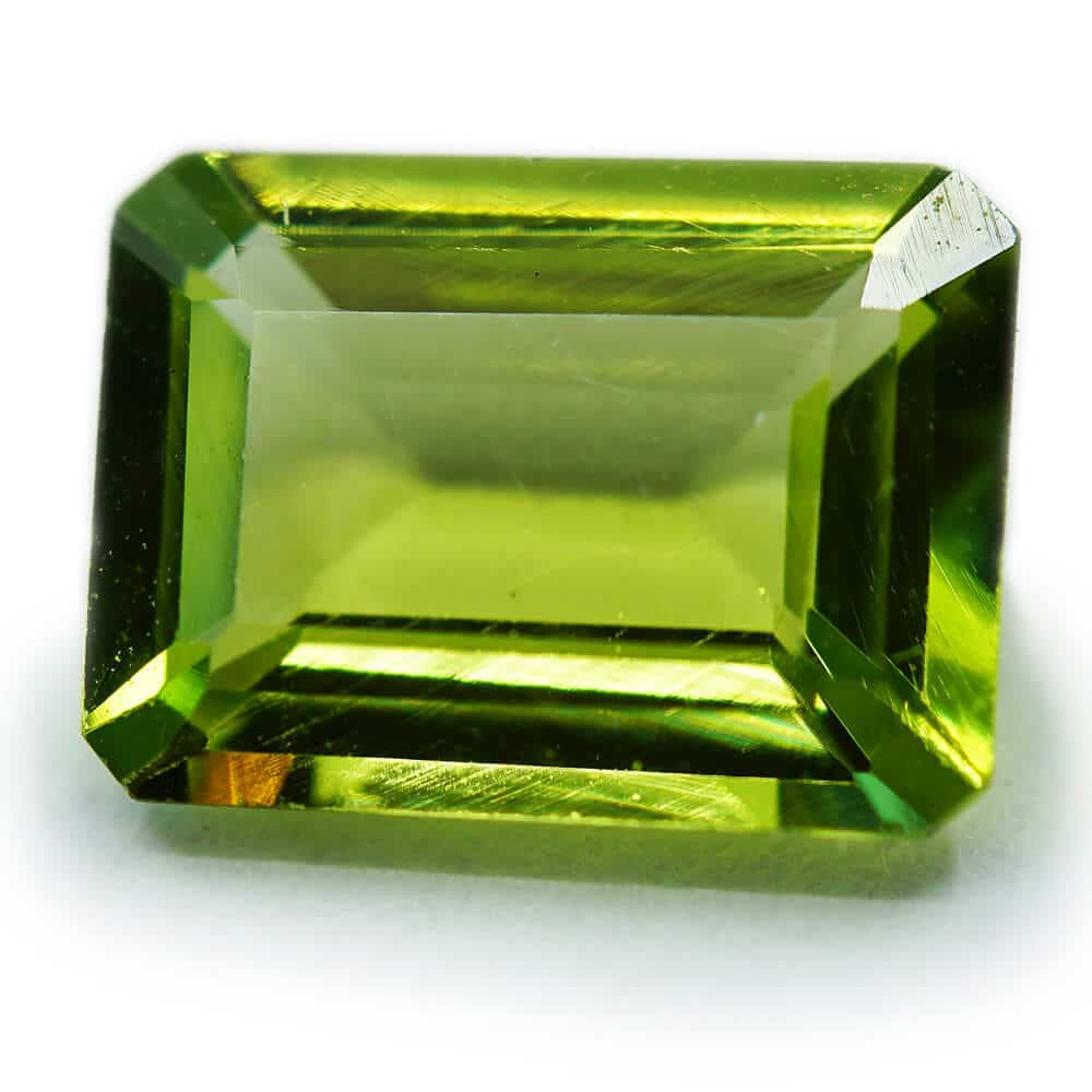 rectangular cut green peridot