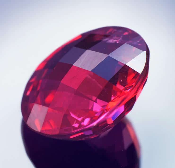 chequerboard cut garnet close up