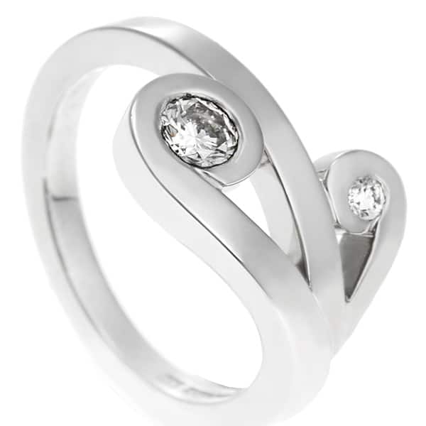 twisted simple designed platinum engagement ring