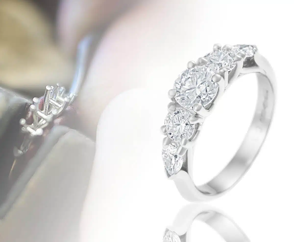 Classic diamond engagement ring with goldsmith making