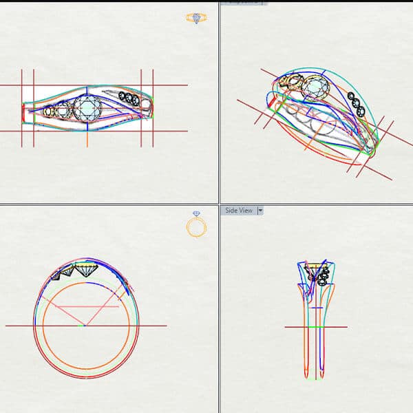 flowing engagement ring sketches