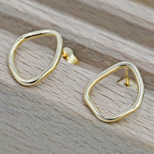 organic shaped round gold earrings