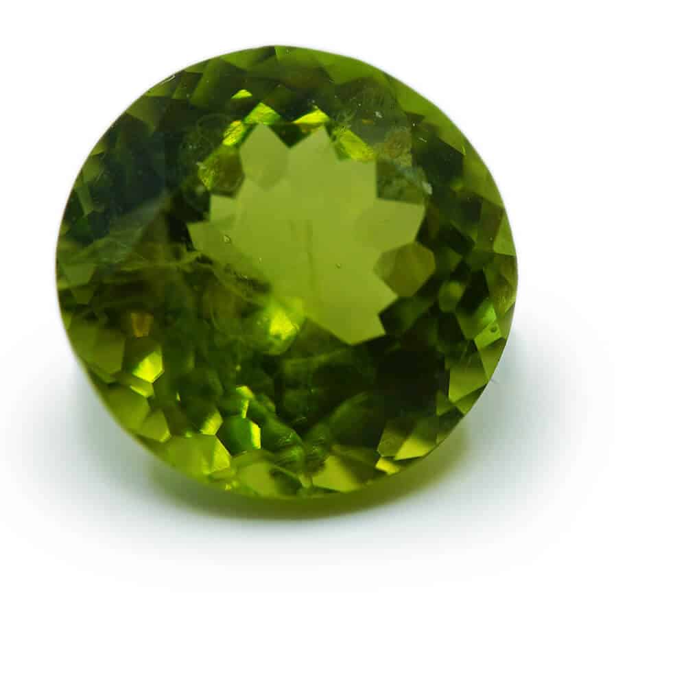 round dark green peridot