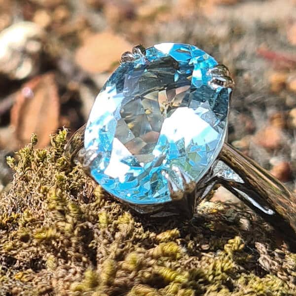 oval aquamarine in foliage