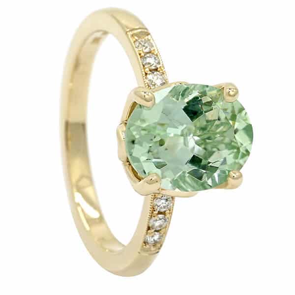 oval mint green tourmaline ring