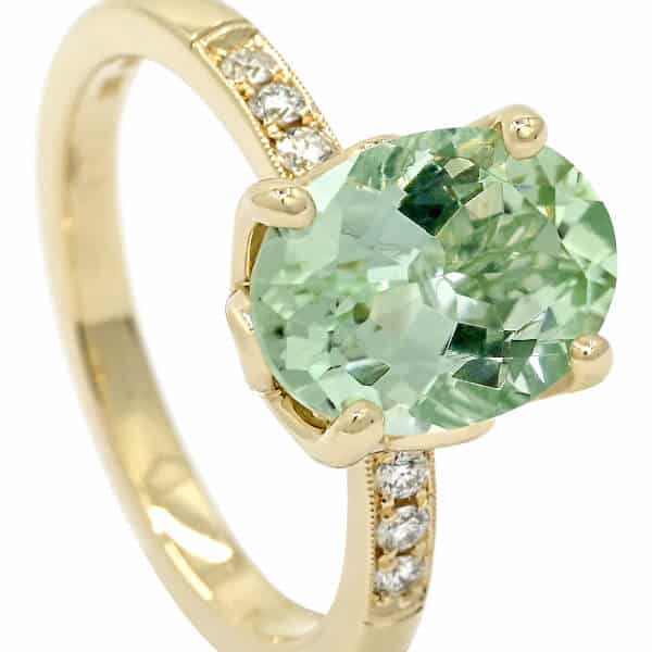 large over mint green tourmaline and gold ring