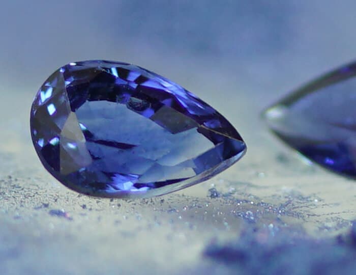 Pair of blue pear cut sapphires