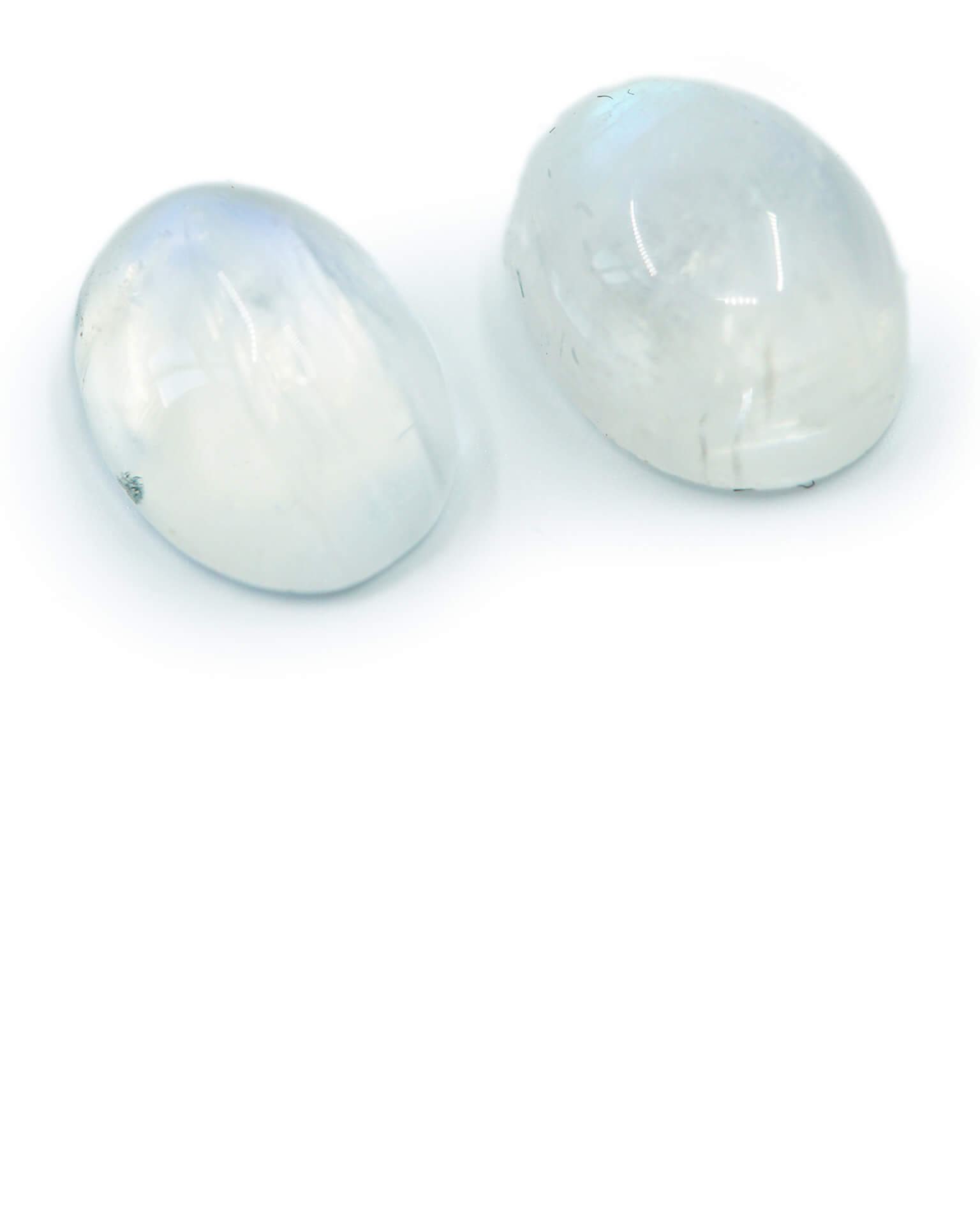 Pair of white moonstones cabochon cut