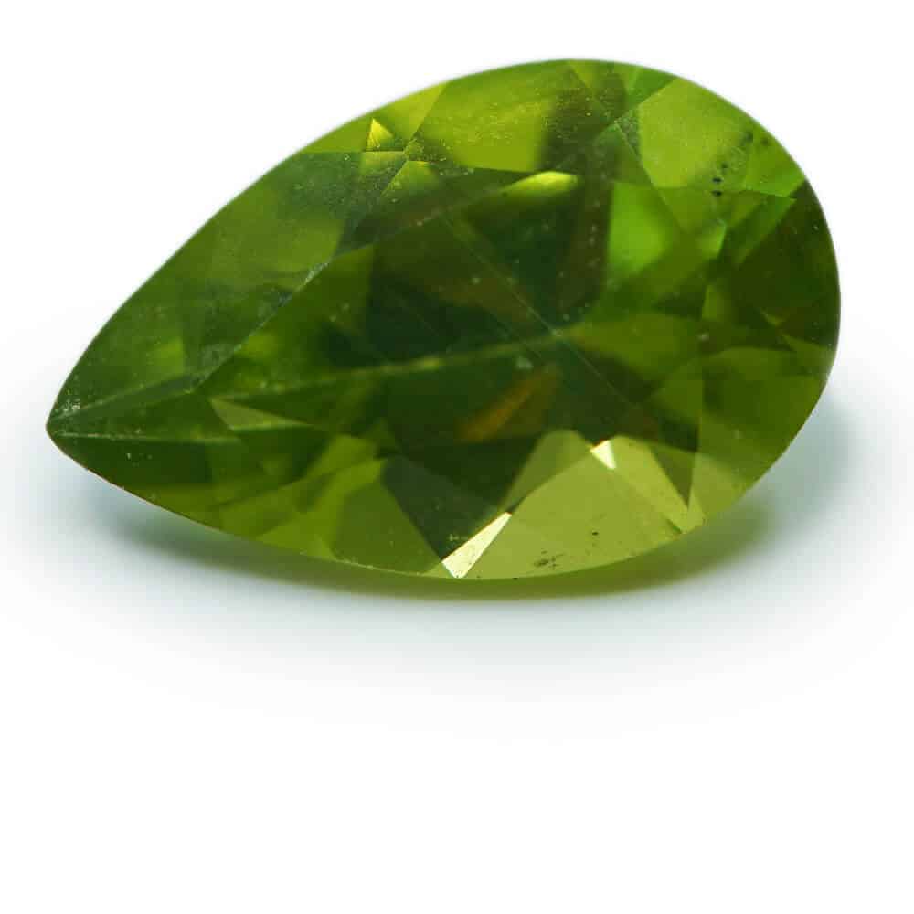 deep green pear cut peridot