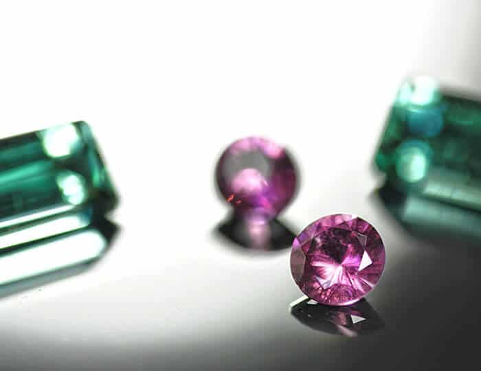 Group of pink and green loose tourmalines