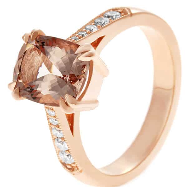 peach morganite and diamond engagement ring