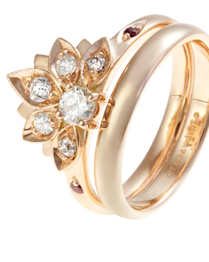 large rose gold sunflower shaped bridal set