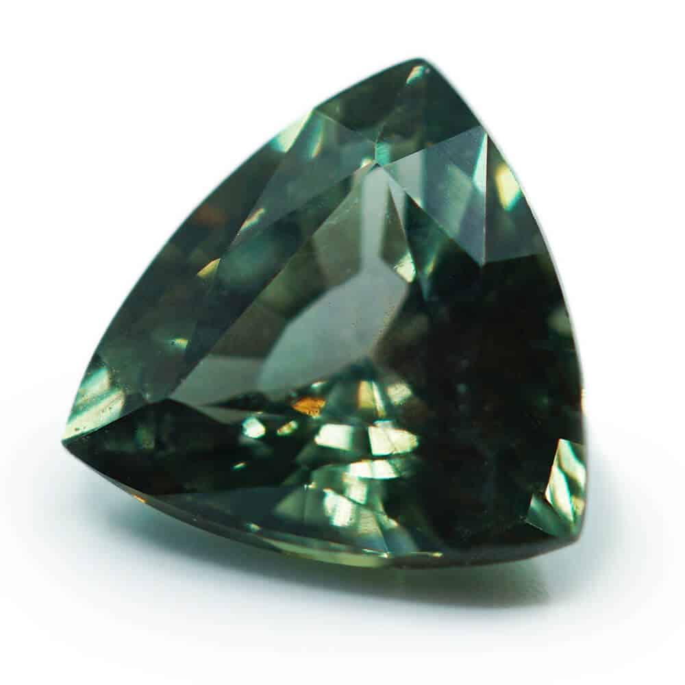 trilliant cut green sapphire