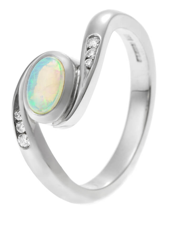 Twist shaped bespoke opal ring