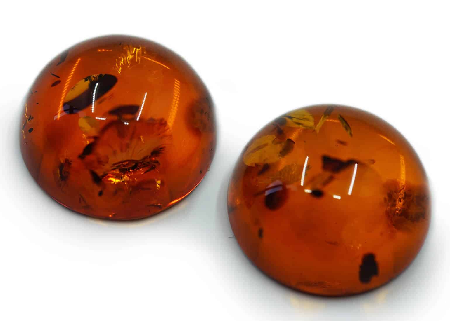 Pair of loose cabochon amber