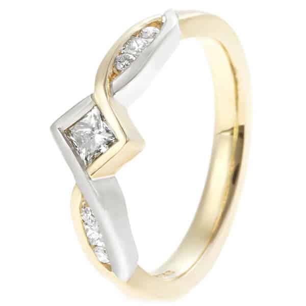 twisted white and yellow gold diamond ring design