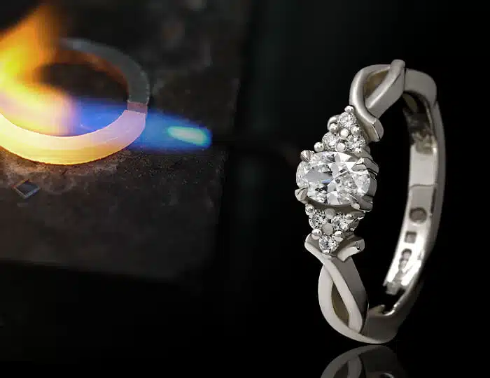 Celtic designed diamond engagement ring with torch