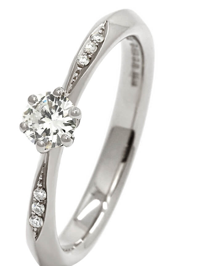 diamond engagement ring in white gold with side diamonds