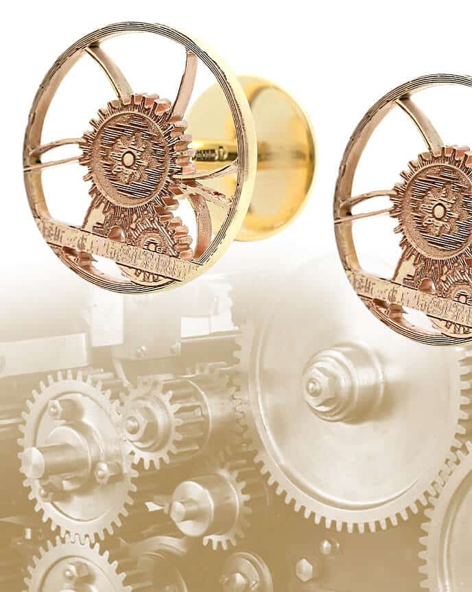 cog shaped science cufflinks with cog image