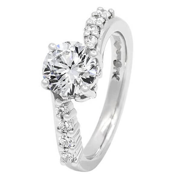 twist platinum and multi diamond engagement ring