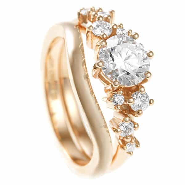 diamond ring with rose gold fitted wedding ring