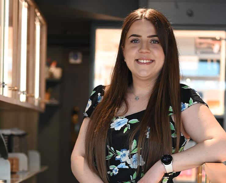 Emily Gilham in jewellery studio