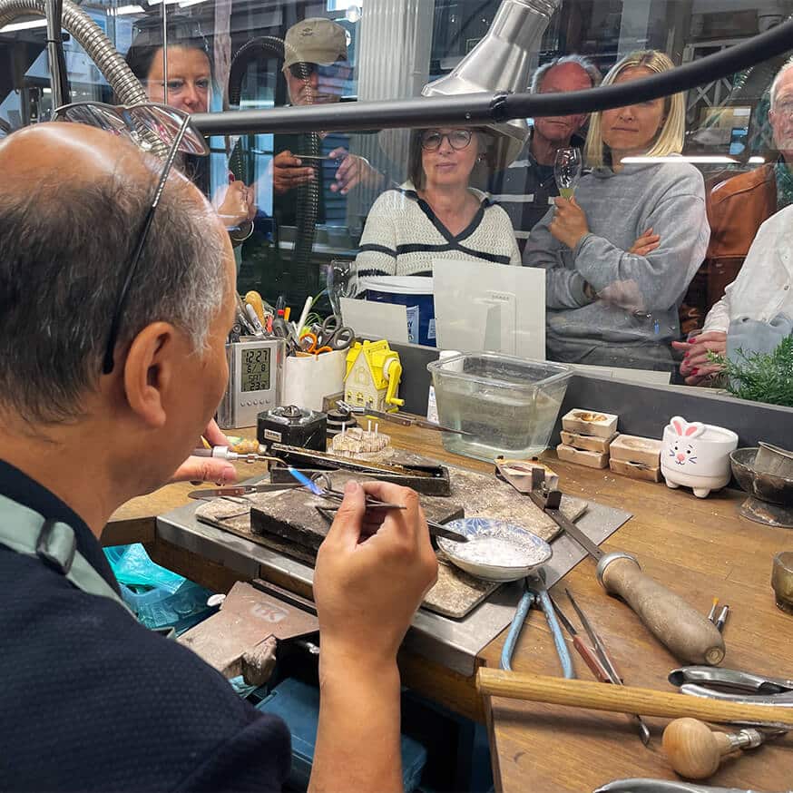 Goldsmith doing a demo at Hertfordshire Jewellery Shop