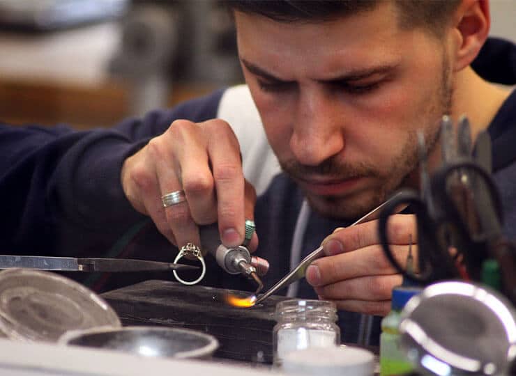 goldsmith making ring close up