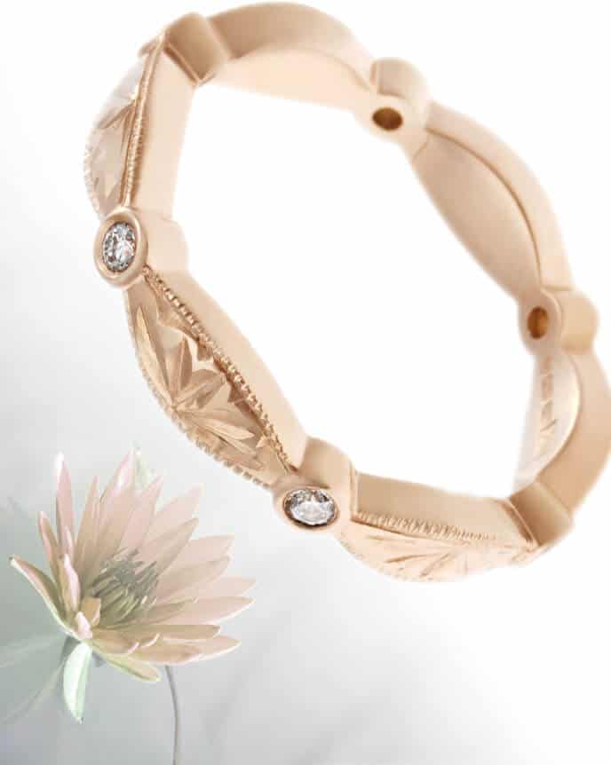 lotus flower inspired eternity ring design with flower