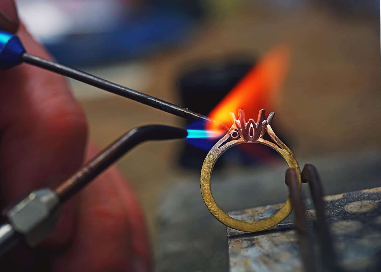 jewellers torch making engagement ring