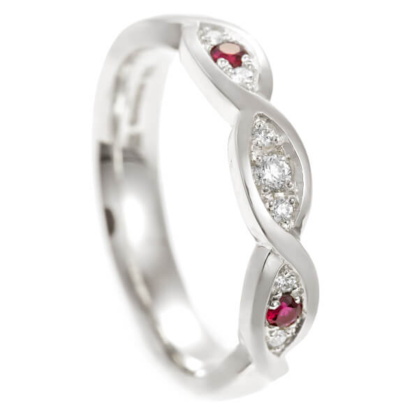 ruby and diamond twisted ring