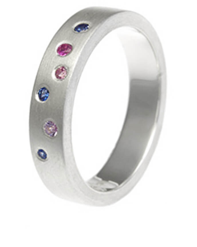 scatter set multicoloured sapphire silver band