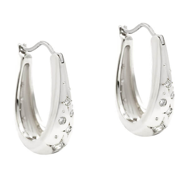 white gold drop earrings with small star set diamonds