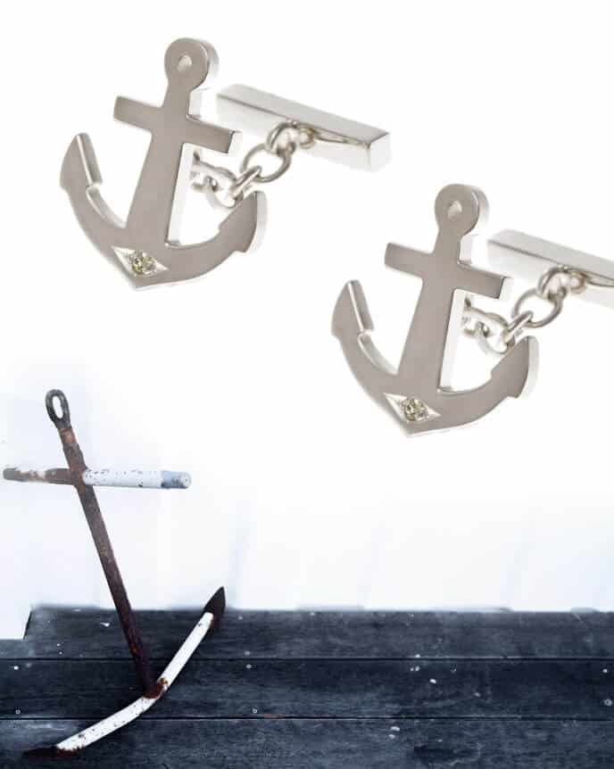 sea anchor silver cufflinks with anchor