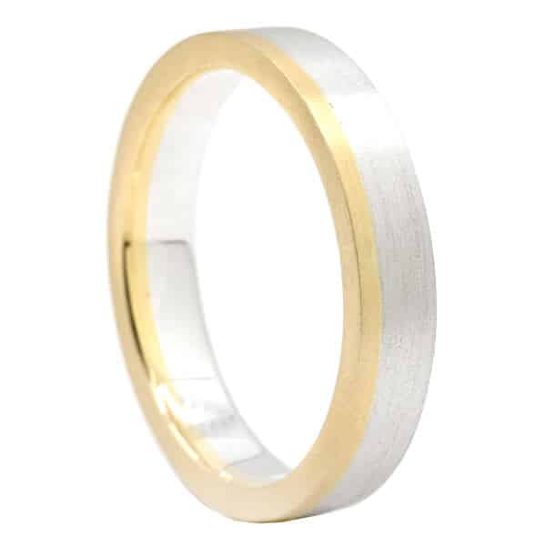 white and yellow gold plain mens wedding band