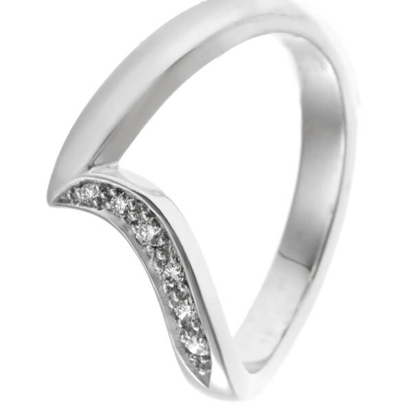 wave shaped diamond and platinum fitted eternity ring