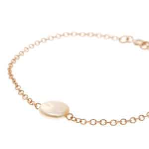 Coin pearl on gold chain bracelet