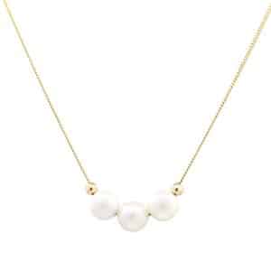 Trio of pearls on gold chain