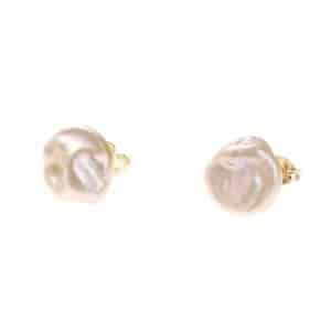 Pink pearl stud earrings