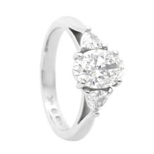 White gold diamond trilogy ring