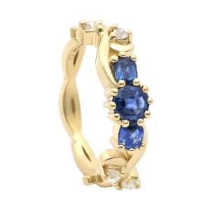 Blue gemstone vine shaped ring