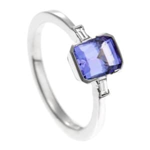 Emerald cut tanzanite ring